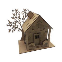 Casa Decorativa MDF Chuva de Amor 24x13x18cm (desmontado)