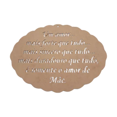 Placa MDF Nuvem com Frase Um Amor... Mãe 29x21cm
