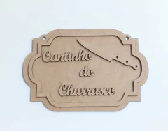 KIT PLACA CANTINHO DO CHURRASCO 28,5X20CM