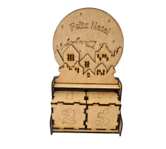 Calendário Natalino em MDF cru Noite de Natal 22x13x7cm