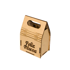 Sacola MDF Sanfonada Feliz Páscoa 15x10x7cm Cru