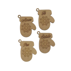 Enfeite MDF Pendente Natalino Luva 7x5,5cm