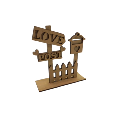 Centro de Mesa MDF Cerca Love Post com Base 13,5x12x4,5cm