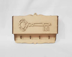 PORTA CHAVES E CARTAS COM TAMPA 4 GANCHOS 20,5X15,5X5,5CM