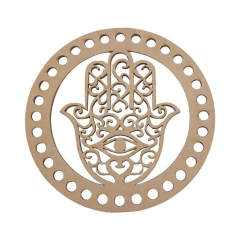 PLACA CROCHE MÃO DE FÁTIMA 15CM