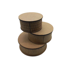 Caixa MDF Redonda Riscada Lisa