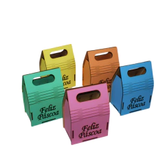 Sacola MDF Sanfonada Feliz Páscoa 15x10x7cm