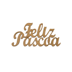 Aplique MDF Frase Feliz Páscoa cursiva decorativa
