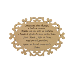 PLACA OVAL TRABALHADA ORAÇÃO AVE MARIA (TAMANHOS)
