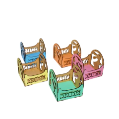 Cesto de Pascoa MDF Decorativo Coelho com Ovos 10x10x10cm