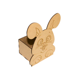 Caixa MDF Decorativa de Páscoa com Coelho 9x9cm
