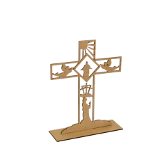 Crucifixo MDF de Páscoa com Base Decorativa 20x16,5cm (desmontado)