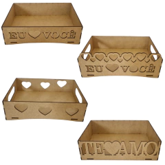 Bandeja MDF Dia dos Namorados Decorativa 21x16x6cm Cru