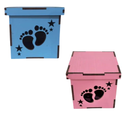 CAIXA LASER LEMBRANCINHA CHÁ DE BEBÊ PEZINHO 7X7CM (CORES)