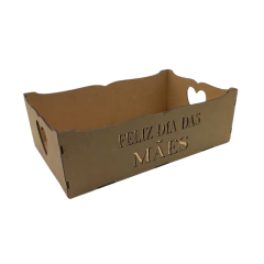 Bandeja MDF Feliz Dia das Mães Vazado 27x16,5x8cm Cru