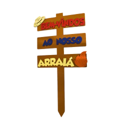 Placa MDF Pedestal Tabaco Decorativa de Festa Junina Arraiá