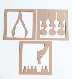 TRIO DE QUADROS DE MANICURE 87X32CM