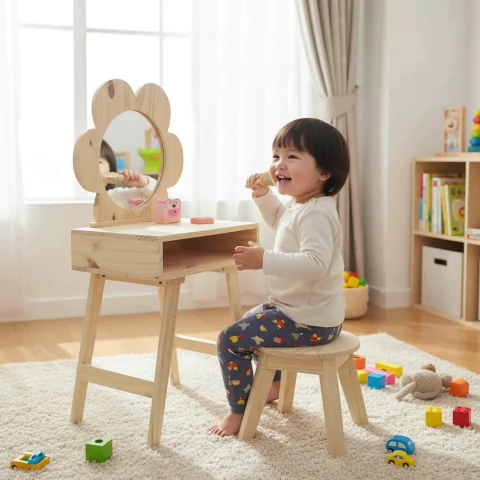 Tocador Dresuar Infantil Princesa Con Banco - comprar online