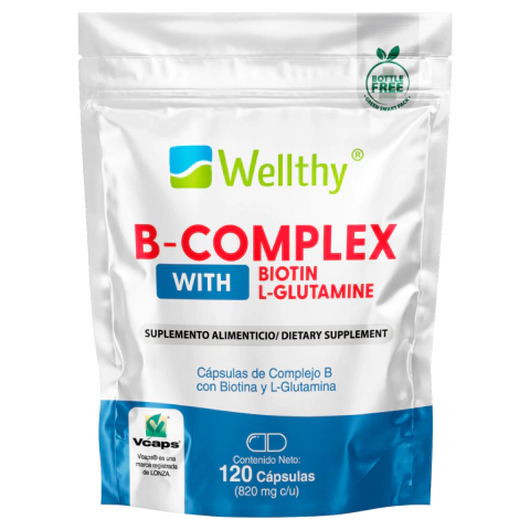 Complejo B Cápsulas 120 porciones. Reforzado con Biotina y Glutamina. - comprar en línea