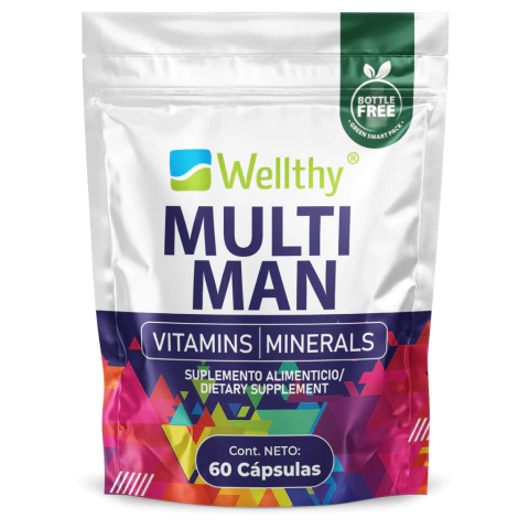 Multivitamínico Premium para Hombre 60 Cápsulas 1150 mg c/u. 26 Vitaminas y Minerales, Solo 1 Cápsula al Día, Bottle Free - comprar en línea