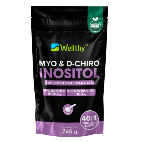 Myo & D-Chiro Inositol en Polvo 246g. Mezcla Óptima 40:1, 4000mg Myo y 100mg D-Chiro. Gluten Free, Sugar Free, Vegan, Bottle Free - comprar en línea