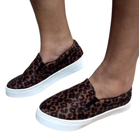 Slip On Tenis Feminino Casual Sapatenis Animal Print 33 a 44