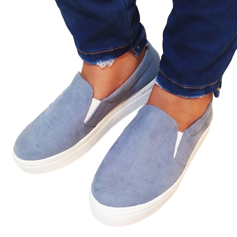 Slip On Tenis Feminino Casual Camurça Suede Cores -Numeração Especial 33 ao 44