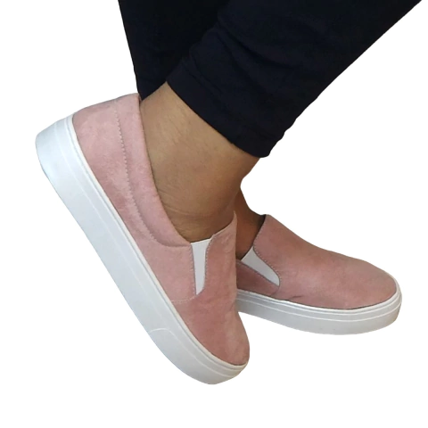 Slip On Tenis Feminino Casual Camurça Suede Cores -Numeração Especial 33 ao 44