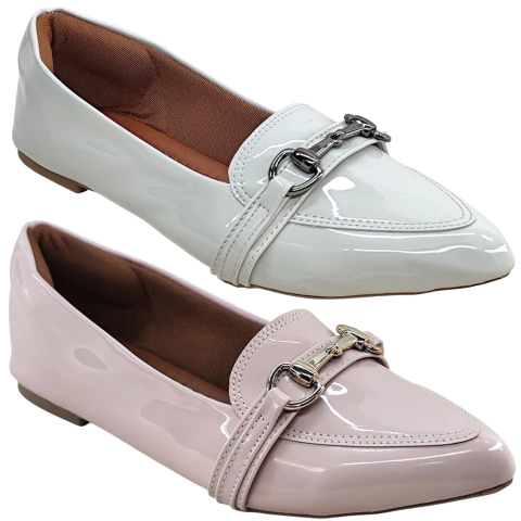 Combo 2 Sapatilha Feminina Bico Fino Mocassim Cores Top Confort