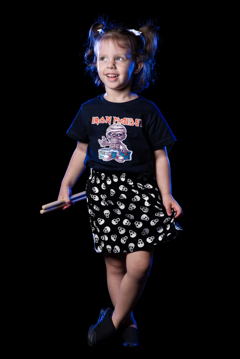 Saia de Malha Crânio Preta - comprar online