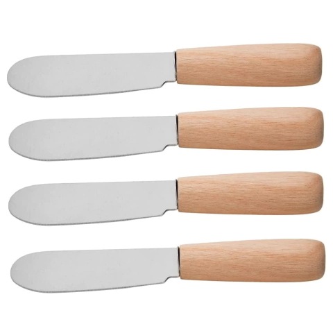 Jogo 4 Espátulas Inox Cabo Madeira AC19262 Mimostyle - comprar online