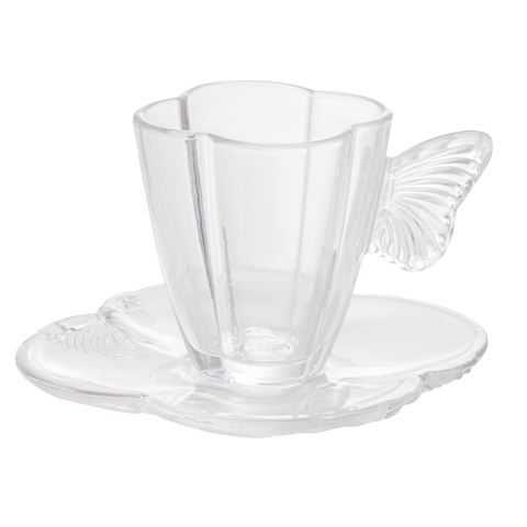 Jogo 4 Xícaras de Chá de Vidro com Pires Butterfly 180ml 29272 Wolff - comprar online