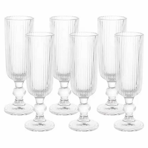Jogo 6 Taças Champanhe Vidro Sleek 140ml TC23230 Mimo Style - comprar online