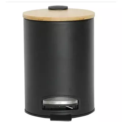 Lixeira Metal Com Pedal Bambu Black 3 Litros ALX23281 Mimo Style - comprar online