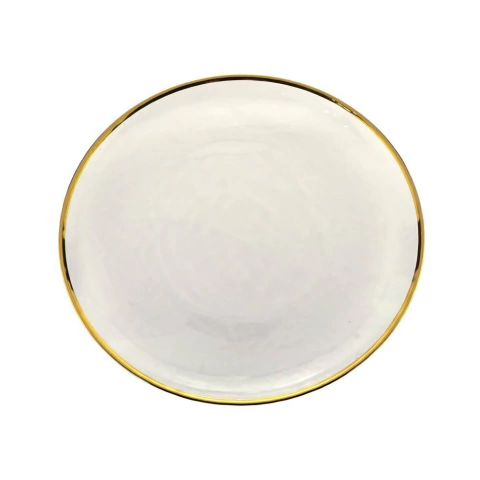 Prato Raso Cristal com Borda Dourada Agate 26cm 27808 Wolff - comprar online