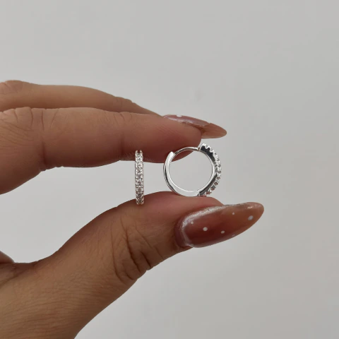 Argollita de 15mm con Cubic | Acero Blanco