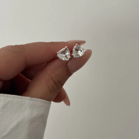 Par de Aros Corazon con Cubic Plata 925 - comprar online