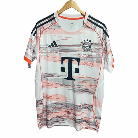 Camisa de Time Tailandesa - Bayern De Munique Branca c/ Detalhes Cinza c/ Vermelho