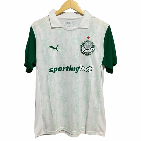 Camisa de Time Tailandesa - Palmeiras Branca c/ Gola Detalhes Verde
