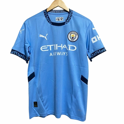Camisa de Time Tailandesa - Manchester City Azul Símbolo Puma Detalhe Nome Na Gola/Mangas