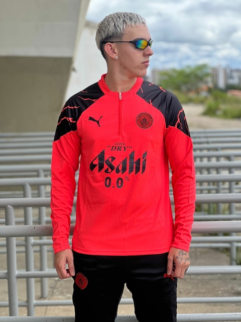 Conjunto de Time Tailandês - Manchester City Rosa c/ Preto No Ombro