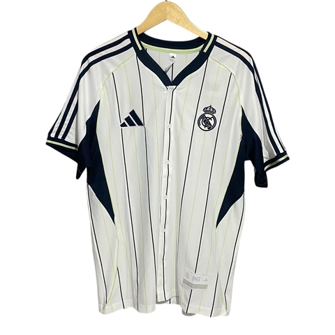 Camisa de Time Tailandesa - Real Madrid Branca c/ Azul c/ Verde Modelo Beisebol
