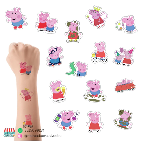 Tatuajes temporales Peppa Pig - comprar online