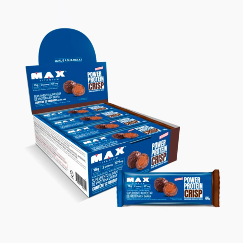 Display Barra de Proteína Power Protein Crisp com 12 unid de 44g - Max Titanium