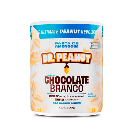 Pasta De Amendoim Com Whey Protein Sabor Chocolate Branco 600g - Dr. Peanut