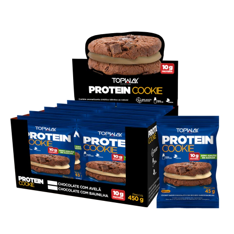Protein Cookie Sem Lactose Sem Adição de Açúcares Caixa com 10 Unid de 45G - TopWay