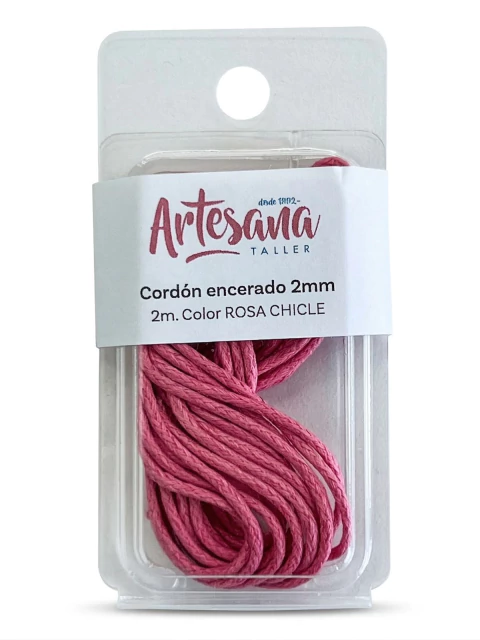 Cordón encerado 2mm x2m. Color ROSA CHICLE Artesana taller
