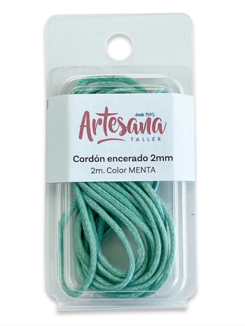 Cordón encerado 2mm x2m. Color MENTA Artesana taller