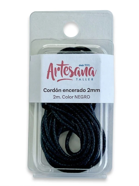 Cordón encerado 2mm x2m. Color NEGRO Artesana taller