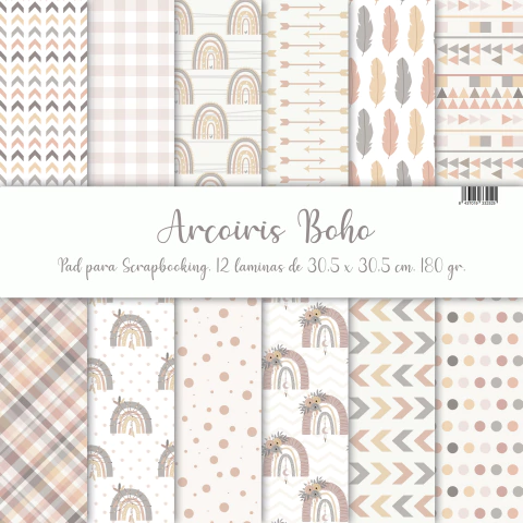 Pad de Papeles 12" x 12" Arcoiris Boho